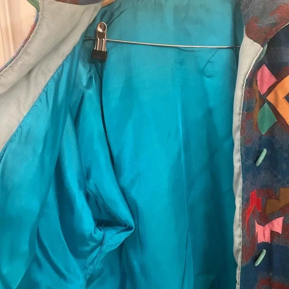 Vintage Womens Handmade Southwest Aztec Wool Leather Jacket Size XL 1990s Winter - Picture 6 of 7